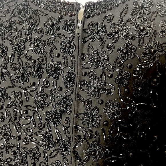 Naeem Khan Riazee Nights Rare Vintage Evening Dress Silk Beaded Black 10 - Picture 10 of 12